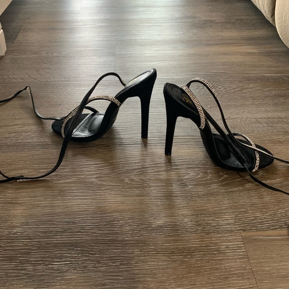 So Me Lace Up Rhinestone Heels - Picture 6 of 8